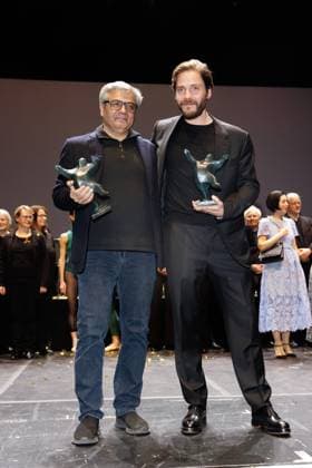 Award ceremony B Z Kulturpreis Mohammad Rasoulof and Daniel Brühl at the B Z Kulturpreis 2025 at the Theater am Potsdamer Platz on 08 04 2025 in Berlin Copyright: xEventpressxKochanx