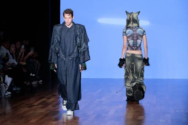 Sao Paulo Fashion Week Model on the runway for Dario Mittmann during the 59th edition of Sao Paulo Fashion Week, held at Shopping JK Iguatemi, in the west zone of Sao Paulo, this Tuesday, April 8. SoO PAULO SP BRAZIL Copyright: xCicaxNederx
