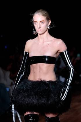 Sao Paulo Fashion Week Model on the runway for Dario Mittmann during the 59th edition of Sao Paulo Fashion Week, held at Shopping JK Iguatemi, in the west zone of Sao Paulo, this Tuesday, April 8. SoO PAULO SP BRAZIL Copyright: xCicaxNederx