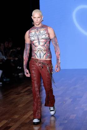 Sao Paulo Fashion Week Model on the runway for Dario Mittmann during the 59th edition of Sao Paulo Fashion Week, held at Shopping JK Iguatemi, in the west zone of Sao Paulo, this Tuesday, April 8. SoO PAULO SP BRAZIL Copyright: xCicaxNederx
