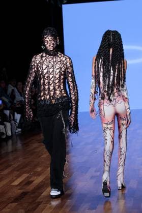 Sao Paulo Fashion Week Model on the runway for Dario Mittmann during the 59th edition of Sao Paulo Fashion Week, held at Shopping JK Iguatemi, in the west zone of Sao Paulo, this Tuesday, April 8. SoO PAULO SP BRAZIL Copyright: xCicaxNederx