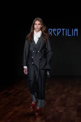 Model on the runway for Reptilia during the 59th edition of Sao Paulo Fashion Week, Model on the runway for Reptilia during the 59th edition of Sao Paulo Fashion Week, held at Shopping JK Iguatemi, in the west zone of Sao Paulo. SoO PAULO SP BRAZIL Copyright: xCicaxNederx