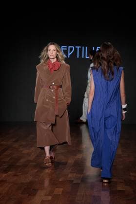 Model on the runway for Reptilia during the 59th edition of Sao Paulo Fashion Week, Model on the runway for Reptilia during the 59th edition of Sao Paulo Fashion Week, held at Shopping JK Iguatemi, in the west zone of Sao Paulo. SoO PAULO SP BRAZIL Copyright: xCicaxNederx
