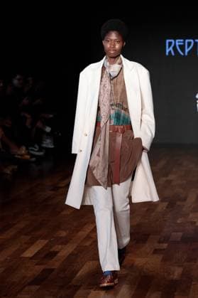Model on the runway for Reptilia during the 59th edition of Sao Paulo Fashion Week, Model on the runway for Reptilia during the 59th edition of Sao Paulo Fashion Week, held at Shopping JK Iguatemi, in the west zone of Sao Paulo. SoO PAULO SP BRAZIL Copyright: xCicaxNederx