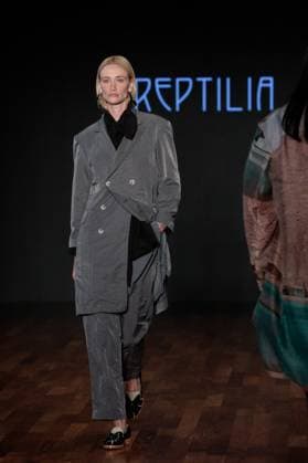 Model on the runway for Reptilia during the 59th edition of Sao Paulo Fashion Week, Model on the runway for Reptilia during the 59th edition of Sao Paulo Fashion Week, held at Shopping JK Iguatemi, in the west zone of Sao Paulo. SoO PAULO SP BRAZIL Copyright: xCicaxNederx