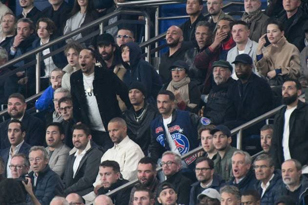 Celebs At PSG vs Aston Villa - Paris Adriana Lima, Roschdy Zem, Malik Bentalha, Jaden Smith during the UEFA Champions League 2024 25 Quarter Final First Leg match between Paris Saint-Germain (PSG) and Aston Villa FC at Parc des Princes stadium on April 9, 2025 in Paris, France. Photo by Lionel Urman ABACAPRESS.COM Paris France  Copyright: xUrmanxLionel ABACAx