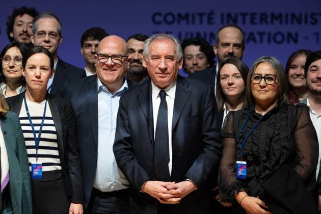 Bilder des Jahres 2025, News 04 April Interministerial Committee for Innovation - Paris French Prime Minister Francois Bayrou during the Interministerial Committee for Innovation at the Centre national d art et de culture Georges-Pompidou (Centre Pompidou) in Paris on April 10, 2025. Photo by Raphael Lafargue ABACAPRESS.COM Paris France  Copyright: xLafarguexRaphael ABACAx
