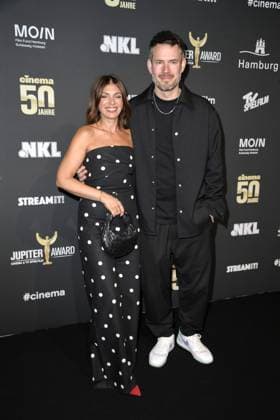 Johannes Strate Revolverheld and girlfriend Anna Angelina Wolfers at the 47th Jupiter Award ceremony in Hamburg on 10 04 2025
