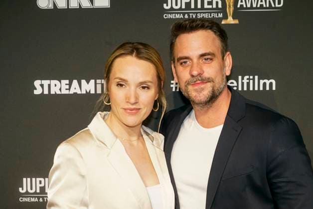 Marc Barthel, actor, and his partner Anna Hofbauer as guests on the red carpet at the 47 Jupiter Award ceremony at Altonaer Kaispeicher on 10 04 2025 in Hamburg Hamburg Germany