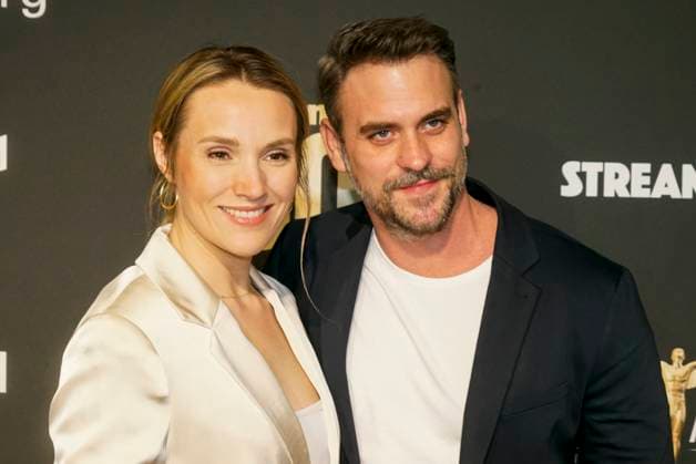 Marc Barthel, actor, and his partner Anna Hofbauer as guests on the red carpet at the 47 Jupiter Award ceremony at Altonaer Kaispeicher on 10 04 2025 in Hamburg Hamburg Germany