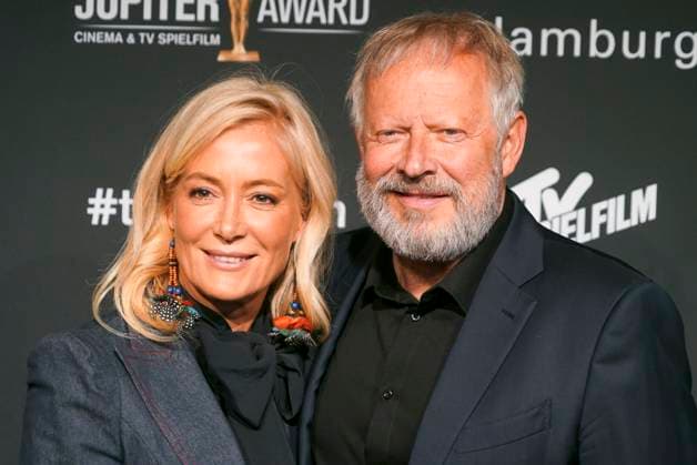 Axel Milberg, actor, and his wife Edith Milberg as guests on the red carpet at the 47 Jupiter Award ceremony at Altonaer Kaispeicher on 10 04 2025 in Hamburg Hamburg Germany