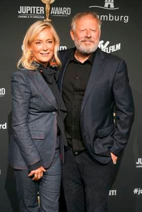 Axel Milberg, actor, and his wife Edith Milberg as guests on the red carpet at the 47 Jupiter Award ceremony at Altonaer Kaispeicher on 10 04 2025 in Hamburg Hamburg Germany
