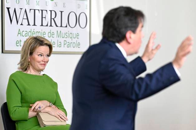 Queen Mathilde visits the Academy of Music and the Spoken Word in Waterloo WATERLOO, BELGIUM - APRIL 11 : Queen Mathilde visits the Academy of Music and the Spoken Word in Waterloo, a few weeks before the start of the 21st Queen Elisabeth Piano Competition (05-31 05) on April 11, 2025 in Waterloo, Belgium, 11 04 2025 Waterloo Belgium  Copyright: xDidierxLebrunx