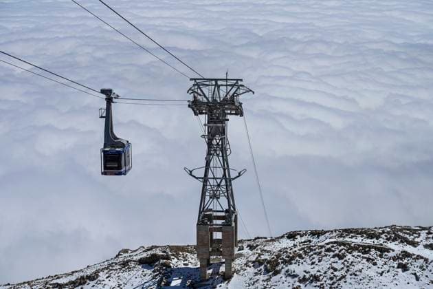 SeilbahnTeleferico del Teide, Nationalpark, Parque Nacional del Teide, Teneriffa, Spanien *** Cable carTeleferico del Teide, National Park, Parque Nacional del Teide, Tenerife, Spain