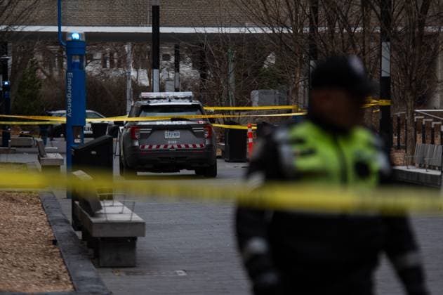 April 15, 2025, Toronto, On, Canada: Nelson Mandela Walk, where a car struck pedestrians on the Toronto Metropolitan University campus, is pictured in Toronto, on Tuesday, April 15, 2025. Toronto Canada  - ZUMAc35_ 20250415_zaf_c35_073 Copyright: xLauraxProctorx