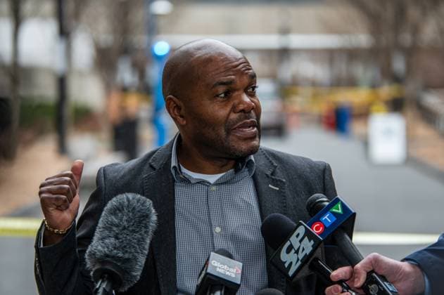 April 15, 2025, Toronto, On, Canada: Toronto City Councillor Chris Moise speaks to media at Nelson Mandela Walk, where a car struck pedestrians on the Toronto Metropolitan University campus, in Toronto, on Tuesday, April 15, 2025. Toronto Canada  - ZUMAc35_ 20250415_zaf_c35_083 Copyright: xLauraxProctorx