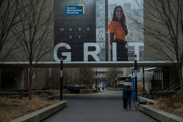 April 15, 2025, Toronto, On, Canada: Nelson Mandela Walk, where a car struck pedestrians on the Toronto Metropolitan University campus, is pictured in Toronto, on Tuesday, April 15, 2025. Toronto Canada  - ZUMAc35_ 20250415_zaf_c35_080 Copyright: xLauraxProctorx
