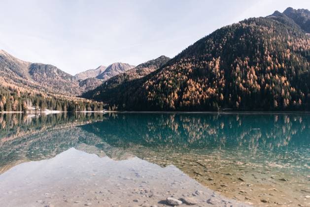 Clear alpine lake reflection at Lago di Anterselva Anterselva di Sopra, Trentino-Alto Adige, Italy CR_MGTP250415-1625071-01