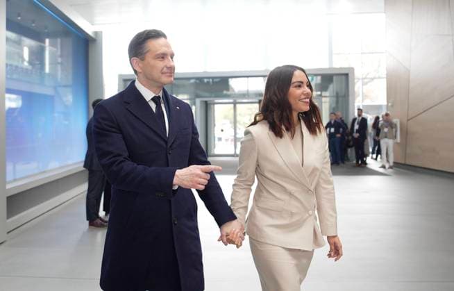 March 17, 2025, Montreal, Pq, Canada: Conservative Leader Pierre Poilievre and his wife Anaida Poilievre arrive at the French-language federal leaders debate, in Montreal, Wednesday, April 16, 2025. Montreal Canada  - ZUMAc35_ 20250317_zaf_c35_231 Copyright: xChristopherxKatsarovx
