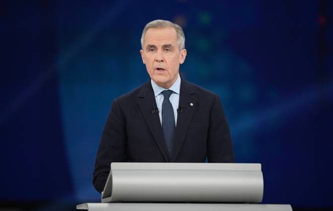 April 16, 2025, Montreal, Pq, Canada: Liberal leader Mark Carney participates in the French-language federal leaders debate, in Montreal, Wednesday, April 16, 2025. Montreal Canada  - ZUMAc35_ 20250416_zaf_c35_118 Copyright: xChristopherxKatsarovx