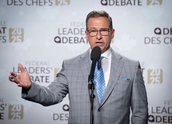 April 16, 2025, Montreal, Pq, CANADA: Bloc Quebecois Leader Yves-Francois Blanchet speaks to the press after the French-language leaders debate in Montreal, Wednesday, April 16, 2025. Montreal CANADA  - ZUMAc35_ 20250416_zaf_c35_179 Copyright: xPeterxMccabex