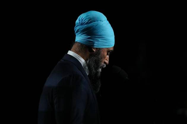 April 16, 2025, Montreal, Pq, CAN: NDP Leader Jagmeet Singh attends the press conference after the French-language federal election debate, in Montreal on Wednesday, April 16, 2025. Montreal CAN  - ZUMAc35_ 20250416_zaf_c35_184 Copyright: xChrisxYoungx