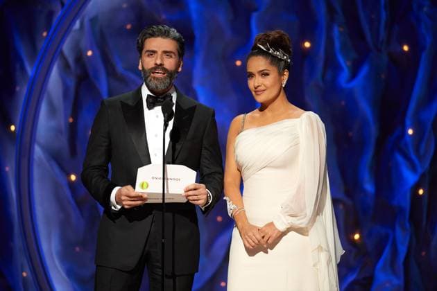 Telecast of The 92nd Oscars Oscar Isaac and Salma Hayek-Pinault present the OscarÂ® for Sound Mixing during the live ABC Telecast of The 92nd OscarsÂ® at the DolbyÂ® Theatre in Hollywood, CA on Sunday, February 9, 2020. Hollywood CA USA Copyright: xBlainexOhigashix