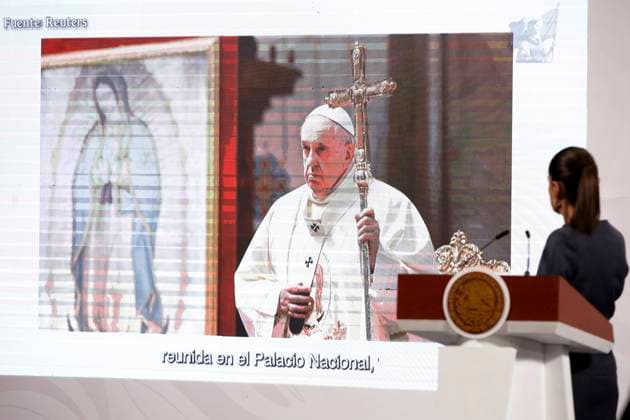 Mexican President, Claudia Sheinbaum Pardo announced during a press conference that Interior Minister, Rosa Icela Rodriguez will represent the Mexican Government at the state funeral of Pope Francis. on April 22, 2025 in Mexico City, Mexico. Mexico City Mexico - ZUMAe321 20250422_zia_e321_026 Copyright: xLuisxBarronx