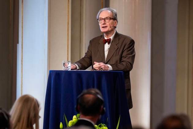 Fosse party at the Palace of Oslo 20250424 Politician Aslak Sira Myhre during the first Fosse Lecture in history and the Fosse Prize during a ceremony in the grand ballroom at the Palace The Crown Princess also presents the newly established Fosse Prize for translators to German Hinrich Schmidt Henkel Photo Heiko Junge NTB POOL Oslo Norway t5AOYijSFLE EDITORIAL U  Copyright: xHeikoxJungex xNTBx