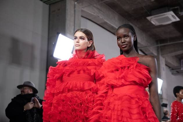 Valentino Pre Fall 2019 show, Tokyo, Japan Kaia Gerber and Adut Akech Bior on the Cat Walk CAP SAT Satomi Kokubun Tokyo - Japan Copyright: xSatomixKokubun CapitalxPicturesx