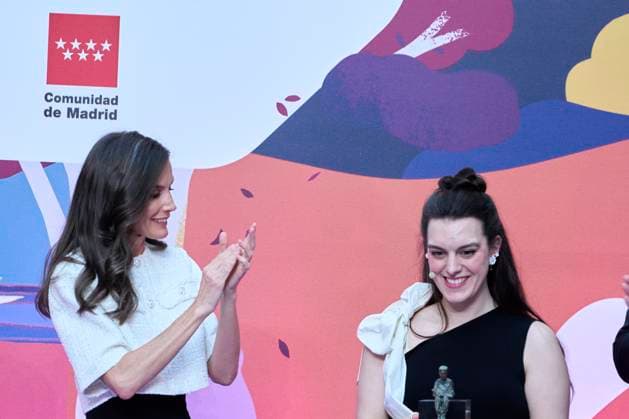 24-04-2025 Madrid Queen Letizia with Marina Montero Aquirre at the presentation of the 47th edition of the childrens and youth literature El Barco de Vapor and Gran Angular awards in Madrid. No Spain Â  Copyright: xPPEx