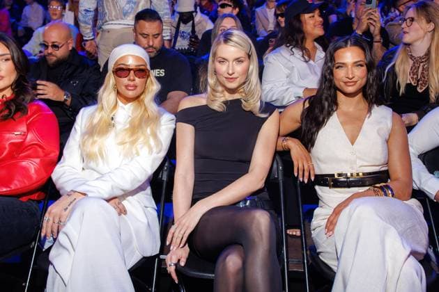 Fashion Show ABOUT YOU Fashionmania Loredana, Lena Gercke and Amira Pocher at the ABOUT YOU Fashionmania by AYFW at the Uber Eats Music Hall on 25 April 2025 in Berlin Copyright: xEventpressxKochanx