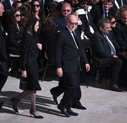 Rome, Vatican 26 04 2025 Funeral of Pope Francis Prince Albert re, Monaco with Princess Charlene Lynette Grimaldi