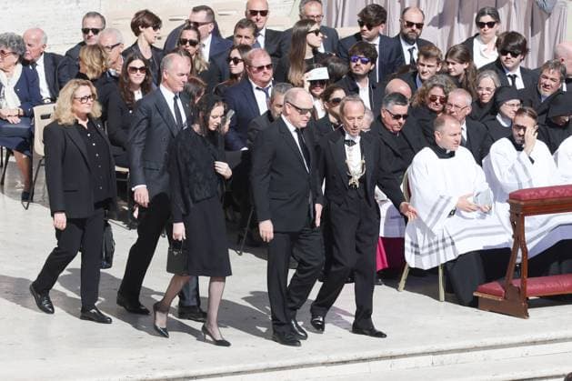 Royals At The Funeral Of Pope Francis - Vatican Prince Albert of Monaco and his wife Princess Charlene attending the funeral of Pope Francis on April 26, 2025, in Vatican. As Rome says goodbye to Pope Francis, global leaders, royals, clergy, and thousands of faithful gathered at the Vatican for a solemn and historic farewell. Pope Francis passed away on Monday, April 21, aged 88. Photo by Marco Iacobucci IPA ABACAPRESS.COM Rome Vatican City Vatican (or Holy See)  Copyright: xIacobuccixMarco IPA ABACAx