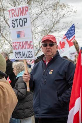 April 26, 2025, Detroit, Michigan, USA: Detroit, Michigan USA - 26 April 2025 - A Bridging Our Friendship rally on the banks of the Detroit River pushes back at the anti-Canada attitude of the Trump Administration. A similar rally took place acress the river in Windsor, Ontario, and at other border crossings in Michigan and Ontario. Detroit USA - ZUMAw66_ 20250426_zaf_w66_007 Copyright: xJimxWestx