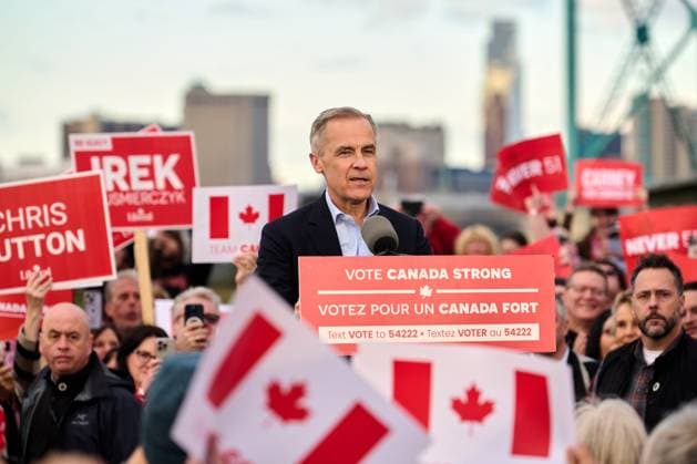 Canadian Prime Minister Election Rally Canadian Prime Minister Mark Carney holds an election rally in Windsor, Ontario on Saturday, April 26, 2025. Windsor Ontario Canada Copyright: xDominicxGwinnx