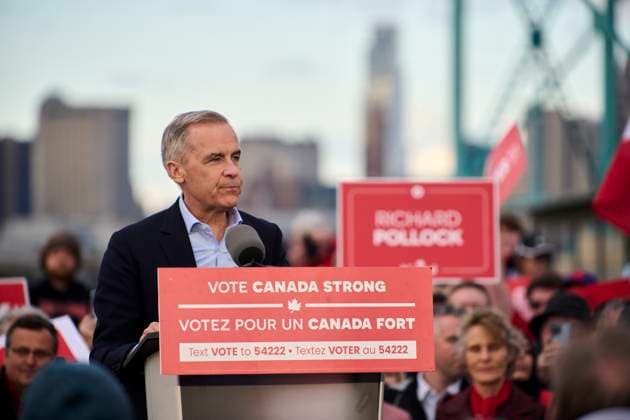April 26, 2025, Windsor, Ontario, USA: Canadian Prime Minister Mark Carney holds an election rally in Windsor, Ontario on Saturday, April 26, 2025. Windsor USA - ZUMAg216 20250426_znp_g216_002 Copyright: xDominicxGwinnx