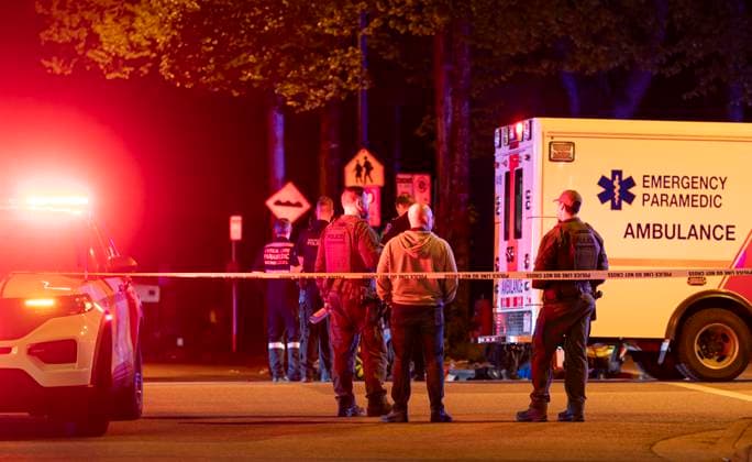 April 26, 2025, Vancouveer, Bc, CANADA: Vancouver Police secure the scene where a car drove into a crowd at the Lapu Lapu Festival in Vancouver on Saturday April 26, 2025. There has been a number of fatalities and numerous injuries. Vancouveer CANADA  - ZUMAc35_ 20250426_zaf_c35_084 Copyright: xRichxLamx