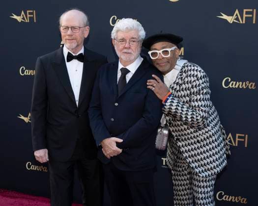 AFI Life Achievement Award Ceremony Honoring Francis Ford Coppola 26 April 2025 - Hollywood, California - (L-R) Ron Howard, George Lucas and Spike Lee. AFI Life Achievement Award Ceremony Honoring Francis Ford Coppola at TCL Chinese Theatre. Photo Credit: Billy Bennight AdMedia Hollywood California United States EDITORIAL USE ONLY  Copyright: xx BillyxBennightx admphotostwo928371