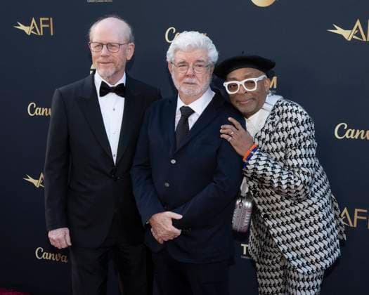 AFI Life Achievement Award Ceremony Honoring Francis Ford Coppola 26 April 2025 - Hollywood, California - (L-R) Ron Howard, George Lucas and Spike Lee. AFI Life Achievement Award Ceremony Honoring Francis Ford Coppola at TCL Chinese Theatre. Photo Credit: Billy Bennight AdMedia Hollywood California United States EDITORIAL USE ONLY  Copyright: xx BillyxBennightx admphotostwo928424