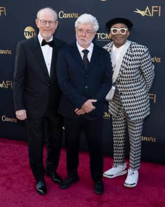 April 26, 2025, Hollywood, California, USA: (L-R) Ron Howard, George Lucas and Spike Lee attend the AFI Life Achievement Award Ceremony Honoring Francis Ford Coppola. Hollywood USA - ZUMAb173 20250426_aap_b173_028 Copyright: xBillyxBennightx