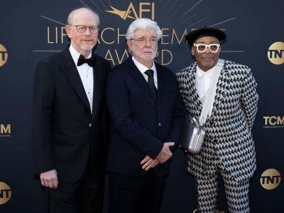 April 26, 2025, Hollywood, California, USA: (L-R) Ron Howard, George Lucas and Spike Lee attend the AFI Life Achievement Award Ceremony Honoring Francis Ford Coppola. Hollywood USA - ZUMAb173 20250426_aap_b173_036 Copyright: xBillyxBennightx