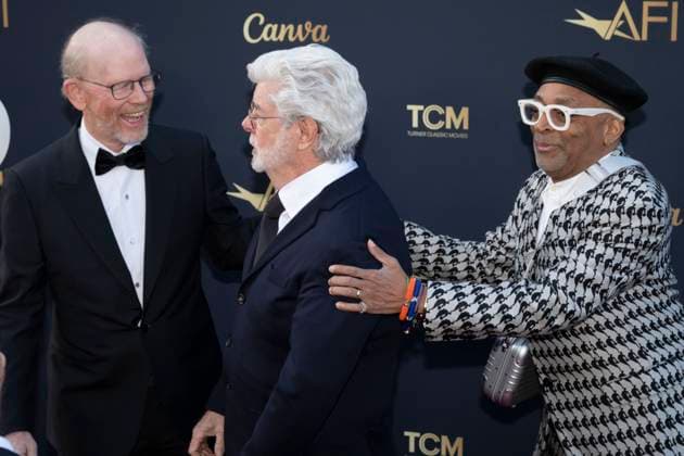 April 26, 2025, Hollywood, California, USA: (L-R) Ron Howard, George Lucas and Spike Lee attend the AFI Life Achievement Award Ceremony Honoring Francis Ford Coppola. Hollywood USA - ZUMAb173 20250426_aap_b173_060 Copyright: xBillyxBennightx
