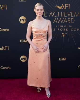 April 26, 2025, Hollywood, California, USA: Elle Fanning attends the AFI Life Achievement Award Ceremony Honoring Francis Ford Coppola. Hollywood USA - ZUMAb173 20250426_aap_b173_075 Copyright: xBillyxBennightx