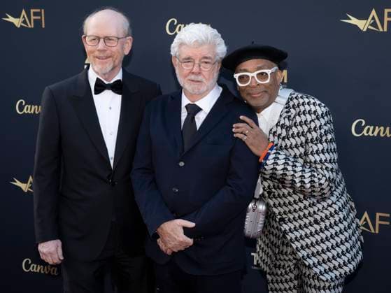 April 26, 2025, Hollywood, California, USA: (L-R) Ron Howard, George Lucas and Spike Lee attend the AFI Life Achievement Award Ceremony Honoring Francis Ford Coppola. Hollywood USA - ZUMAb173 20250426_aap_b173_088 Copyright: xBillyxBennightx