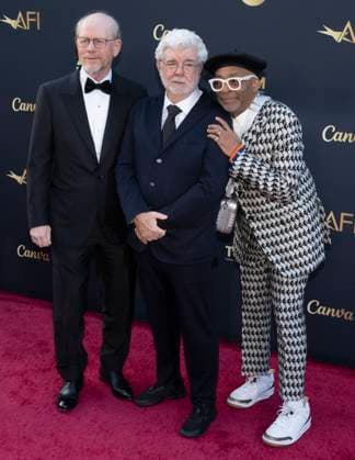 April 26, 2025, Hollywood, California, USA: (L-R) Ron Howard, George Lucas and Spike Lee attend the AFI Life Achievement Award Ceremony Honoring Francis Ford Coppola. Hollywood USA - ZUMAb173 20250426_aap_b173_121 Copyright: xBillyxBennightx