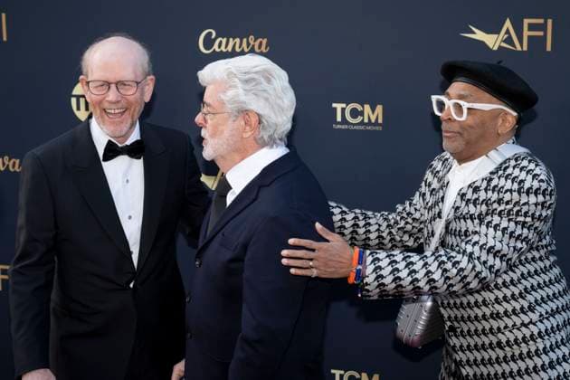 April 26, 2025, Hollywood, California, USA: (L-R) Ron Howard, George Lucas and Spike Lee attend the AFI Life Achievement Award Ceremony Honoring Francis Ford Coppola. Hollywood USA - ZUMAb173 20250426_aap_b173_124 Copyright: xBillyxBennightx