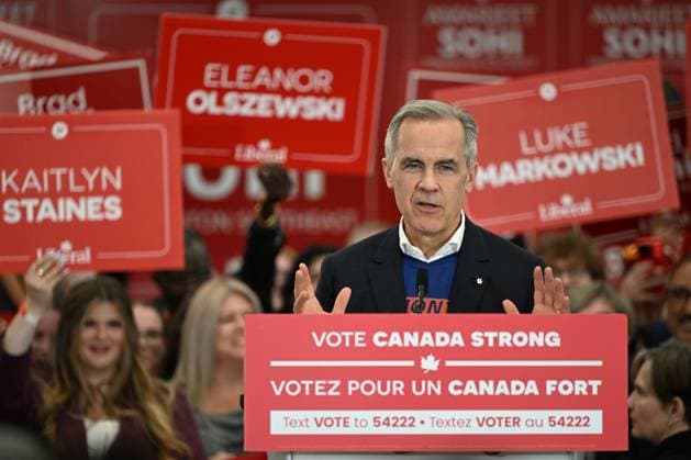 Carney Makes Final Plea For Votes In Edmonton EDMONTON, CANADA APRIL 27: Canadian Prime Minister and Liberal Leader Mark Carney addresses volunteers and supporters at Liberal candidate Amarjeet Sohi™s campaign office, on the eve of the General Election Day, in Edmonton, Alberta, Canada, on April 27, 2025. Edmonton Canada  Copyright: xArturxWidakx originalFilename: widak-carneyma250427_npbgb.jpg