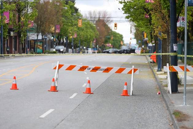 April 28, 2025, Vancouver, Vancouver, Bc, Canada: Police tape hangs across the street on 41st and Fraser in Vancouver on April 28, 2025, two days after a car drove into a crowd during the Lapu Lapu Festival. Police said a 30-year-old man drove his car into a crowd at a Filipino street festival, killing at least eleven people and injuring multiple others. ( ) Vancouver Canada - ZUMAp175 1061482952st Copyright: xTomazxJr Pximagesx
