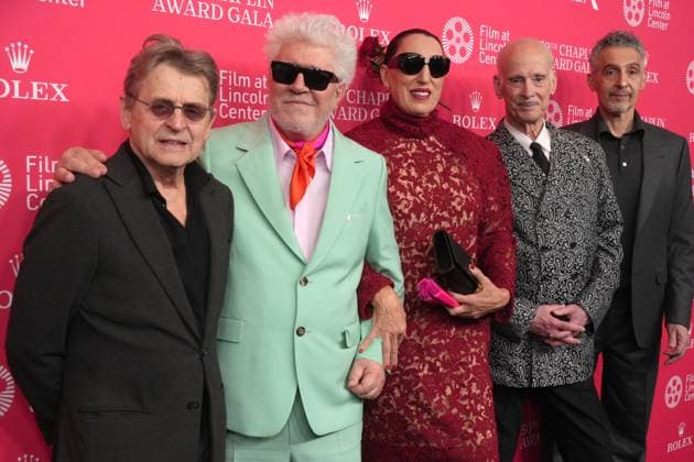 April 28, 2025, New York, New York, USA: MIKHAIL BARYSHNIKOV, PEDRO ALMODOVAR, ROSSY DE PALMA, JOHN WATERS, and JOHN TURTURRO attend the 50th Chaplin Award Gala celebrating Pedro Almodovar, presented by Film at Lincoln Center.Alice Tully Hall, Lincoln Center. New York USA - ZUMAms4_ 20250428_faf_ms4_020 Copyright: xSoniaxMoskowitzxGordonx